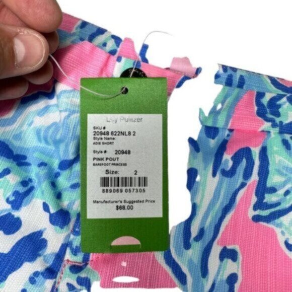 NWT Lilly Pulitzer | Pink & Blue Pout Barefoot Princess Adie Shorts Size 2 - Picture 11 of 12
